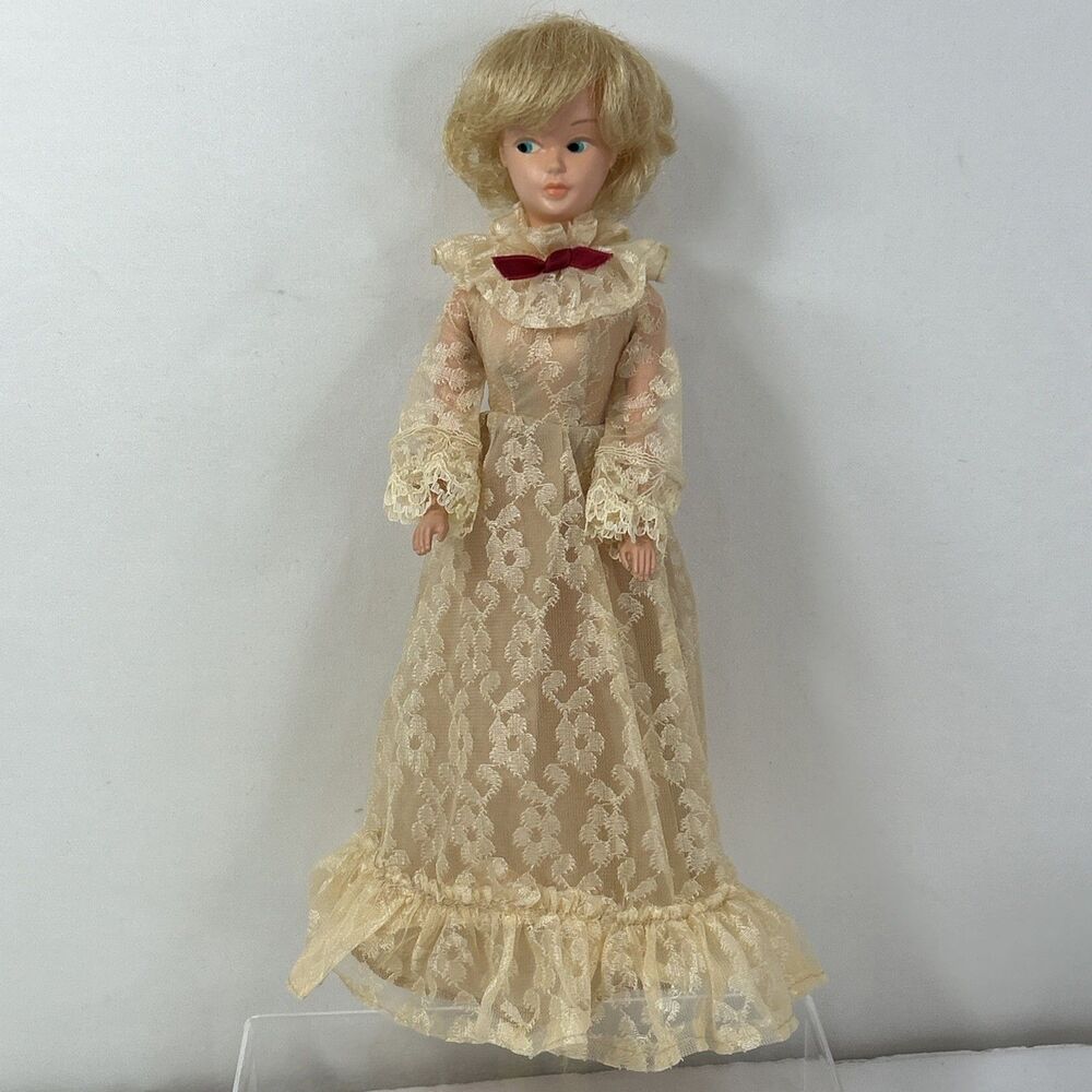 Vtg Petra Barbie Clone Doll Clothes Outfit Champagne Lace Dress Victorian Shoes